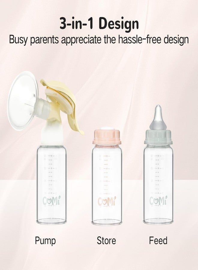 COMI Natural Glass Baby Bottle,Standard Neck Breastmilk Storage Bottle for Fridge,Breast Milk Container,Breast Pump Bottle Compatible with Medela Breast Pump,BPA Free,4PCS (5oz,4 Gray Lids) - Image 2